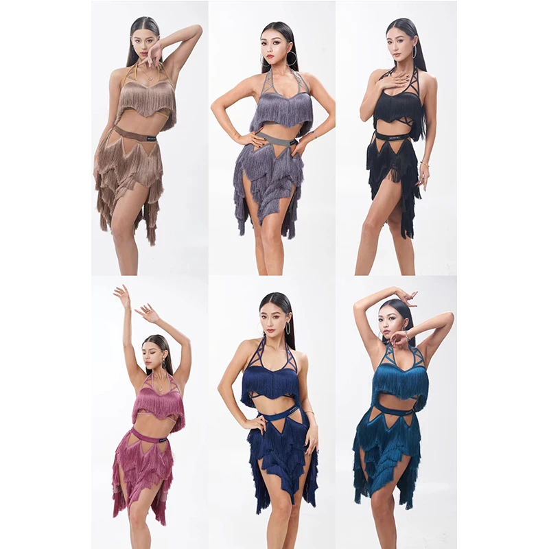 New Latin Dance COstume Set Women Sexy Tassel Tops Skirt Practice Performance Dancewear Adult Cha Cha Rumba Dance Dress DNV19112
New Latin Dance COstume Set Women Sexy Tassel Tops Skirt Practice Performance Dancewear Adult Cha Cha Rumba Dance Dress DNV19112