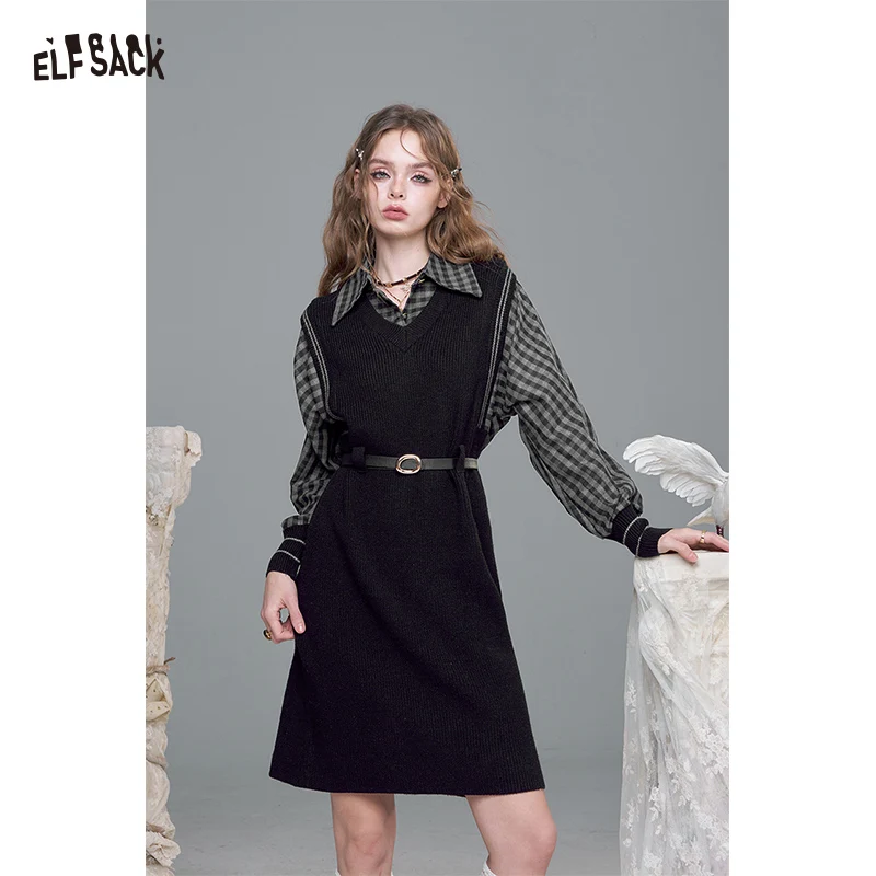 ELFSACK 2025 Autumn New Arrival Casual Patch Plaid Fake Two Piece Vest Waist Tie Dress For Woman
ELFSACK 2025 Autumn New Arrival Casual Patch Plaid Fake Two Piece Vest Waist Tie Dress For Woman