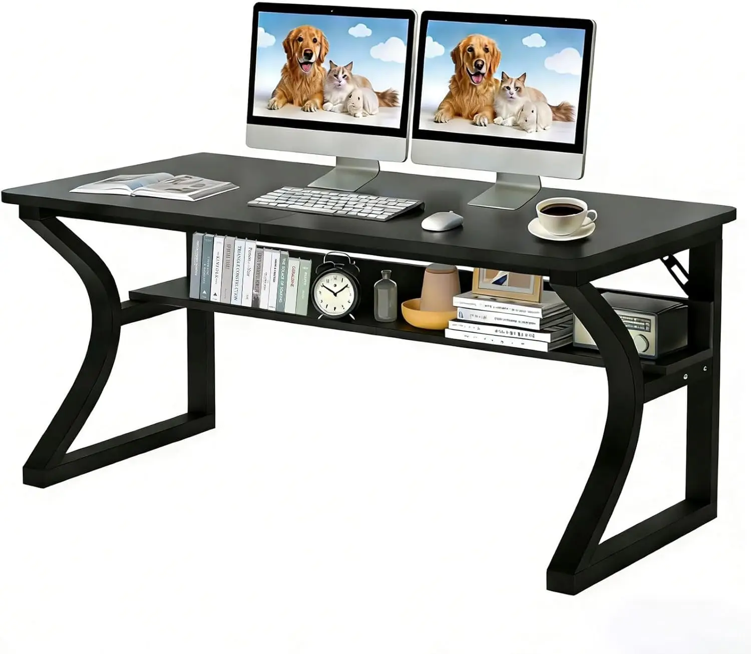 47x23.6in Computer Desk w/Storage Shelf Metal Frame Cable Management Study Work Table for Home Office Bedroom, Customized
47x23.6in Computer Desk w/Storage Shelf Metal Frame Cable Management Study Work Table for Home Office Bedroom, Customized