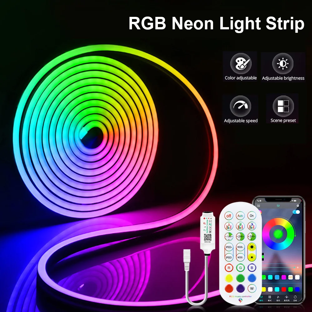 RGB LED Neon Light 12V Bluetooth Intelligent Waterproof DIY Shape Neon Bar Light APP Control Family Party Atmosphere Light
RGB LED Neon Light 12V Bluetooth Intelligent Waterproof DIY Shape Neon Bar Light APP Control Family Party Atmosphere Light