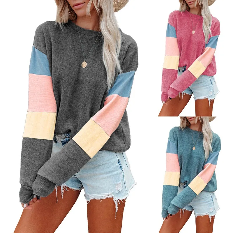 Women's New Pullover Hoodie Spring and Autumn Round Neck Long Sleeve Color Contrast Long Sleeve Fashion T-shirt
Women's New Pullover Hoodie Spring and Autumn Round Neck Long Sleeve Color Contrast Long Sleeve Fashion T-shirt