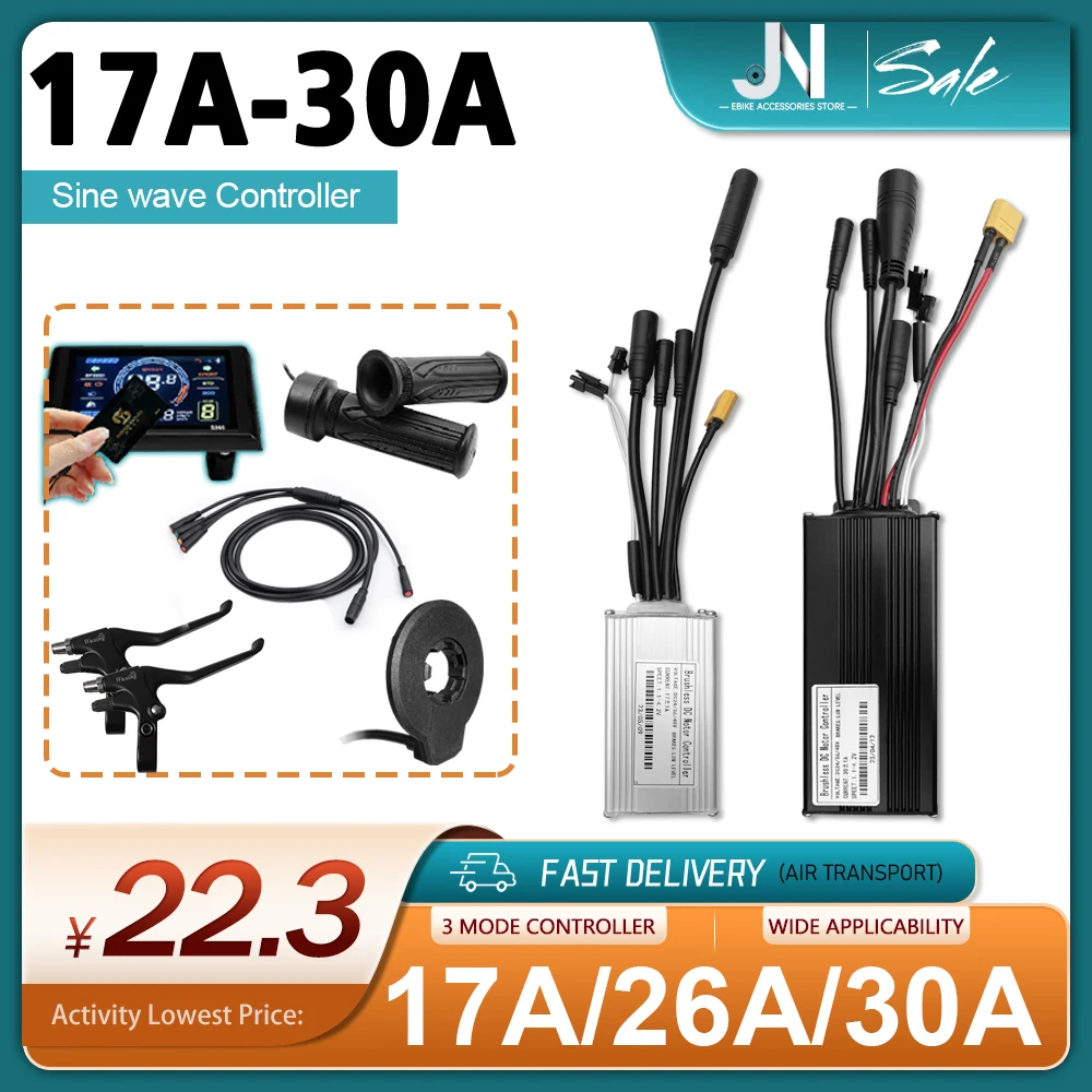 Three-Mode 17A-30A Sine Wave Controller with LCD Display and 1T5 2Pin Brake Waterproof Plug for 250W-1000W E-Bike Motor Kit
Three-Mode 17A-30A Sine Wave Controller with LCD Display and 1T5 2Pin Brake Waterproof Plug for 250W-1000W E-Bike Motor Kit