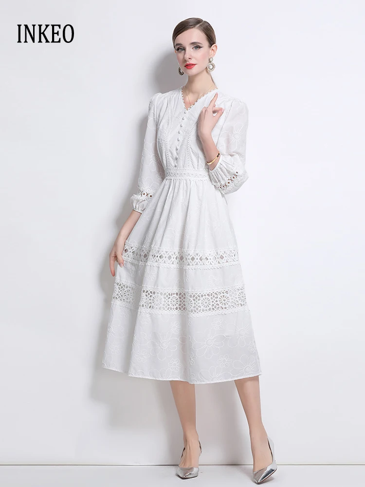 Vintage lace embroidery patchwork dress Women White 2025 Summer Hollow out V-neck Midi dresses Elegant Beach vestidos 5D141
Vintage lace embroidery patchwork dress Women White 2025 Summer Hollow out V-neck Midi dresses Elegant Beach vestidos 5D141