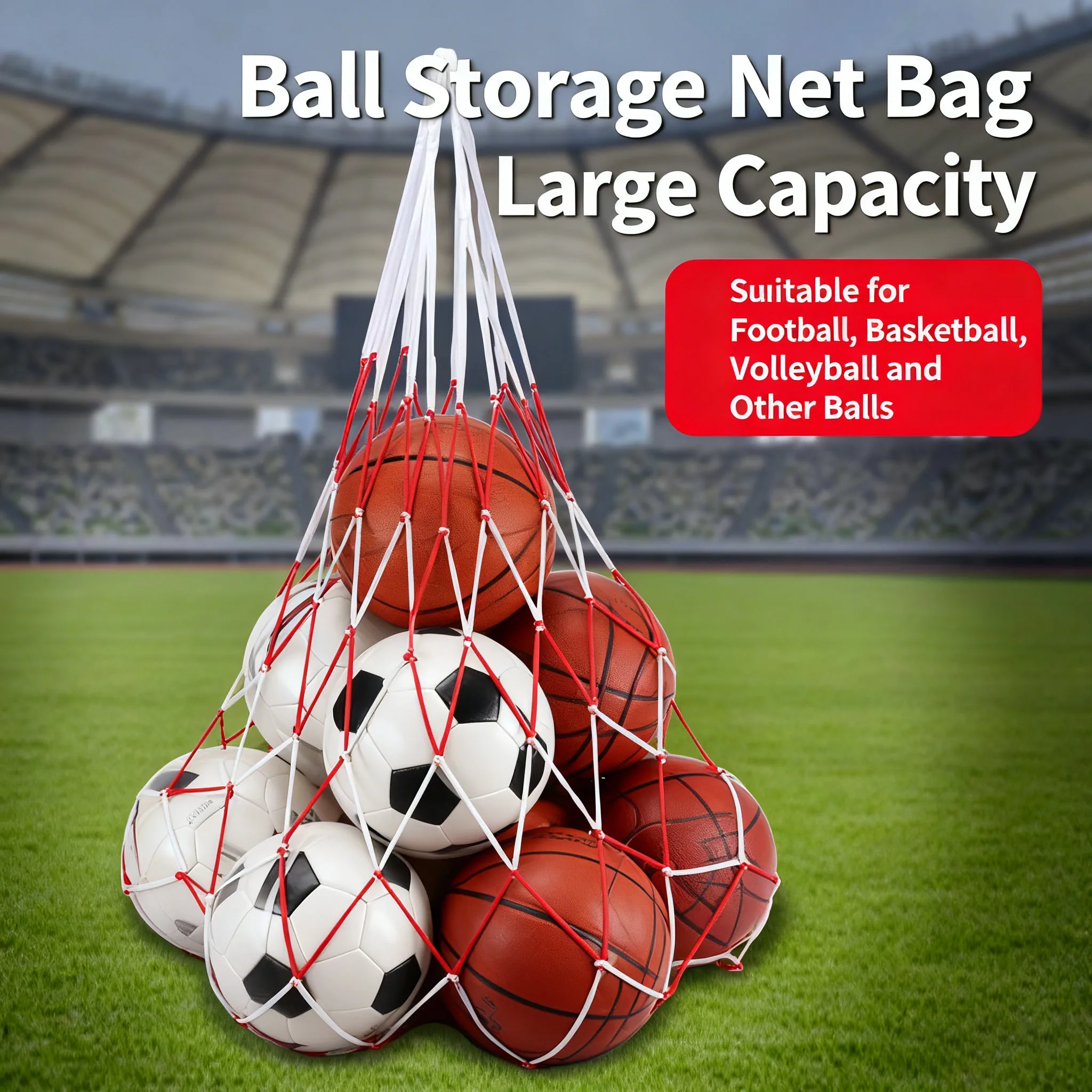 Large-Capacity Basketball Net Bag: Heavy-Duty Woven Ball Bag for Soccer and Basketball (Without the ball))
Large-Capacity Basketball Net Bag: Heavy-Duty Woven Ball Bag for Soccer and Basketball (Without the ball))