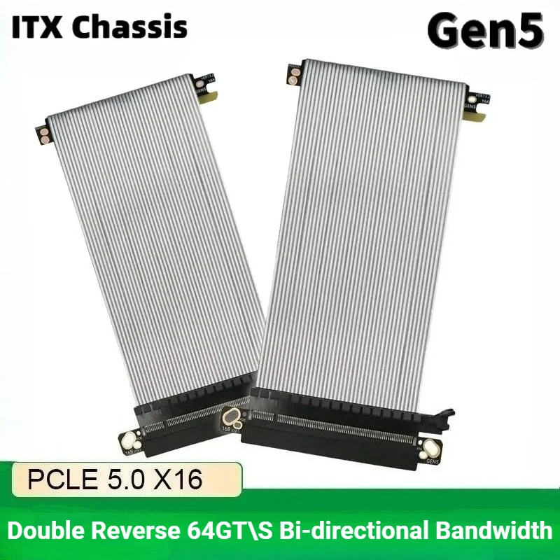PCIe 5.0 X16 GEN5 64GB/s Bi-Directional Bandwidth Graphics Card Extension Cable for ITX Case Silver-Plated GPU Extension Adapter
PCIe 5.0 X16 GEN5 64GB/s Bi-Directional Bandwidth Graphics Card Extension Cable for ITX Case Silver-Plated GPU Extension Adapter