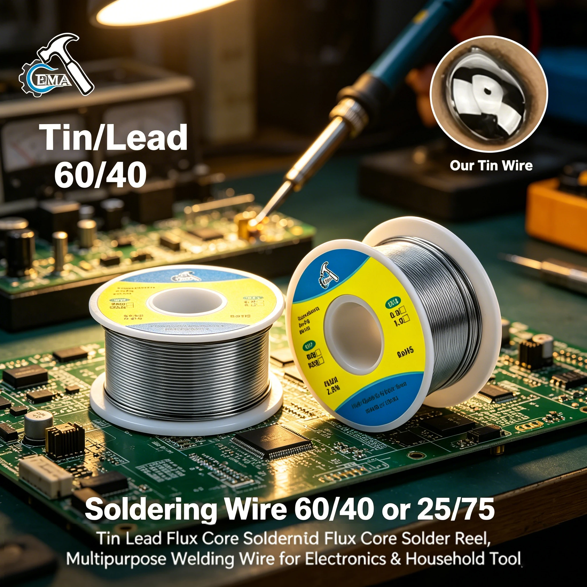 0.8mm 1mm optional Tin Lead Flux Core Solder 60/40 & 25/75 100g Reel - Electronics Soldering Wire, Household Welding Tool
0.8mm 1mm optional Tin Lead Flux Core Solder 60/40 & 25/75 100g Reel - Electronics Soldering Wire, Household Welding Tool