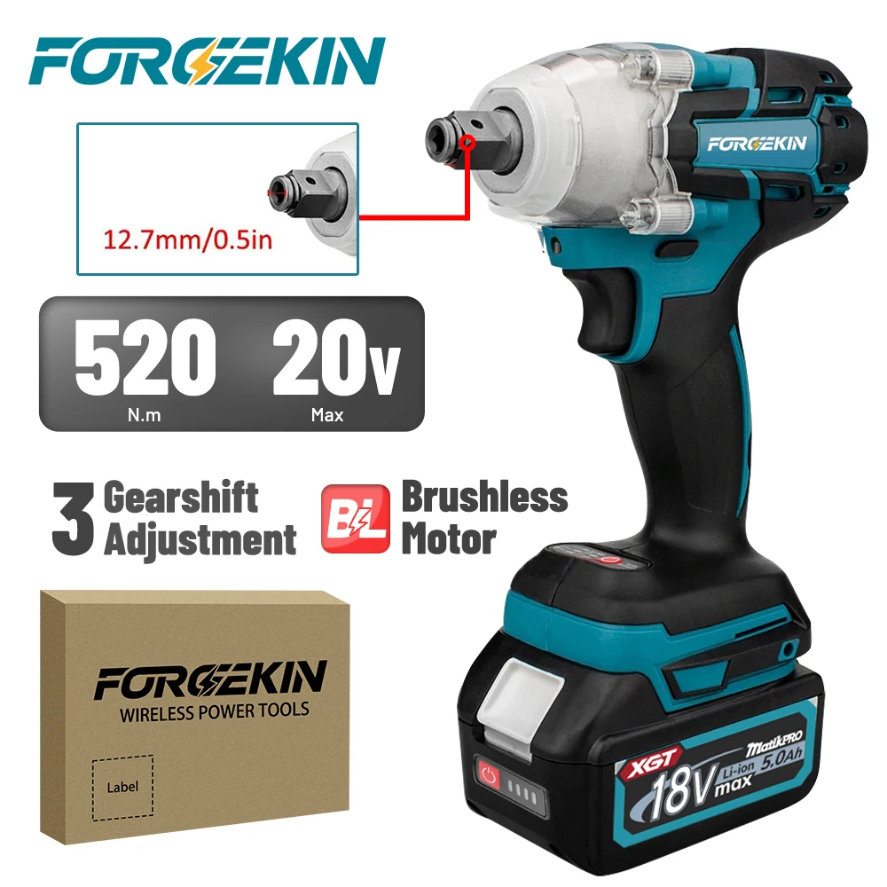 FORGEKIN 320N.M Brushless Electric Impact Wrench Cordless Electric Drill 1/2" Wrench Power Tools For makita 18V Battery pin
FORGEKIN 320N.M Brushless Electric Impact Wrench Cordless Electric Drill 1/2" Wrench Power Tools For makita 18V Battery pin