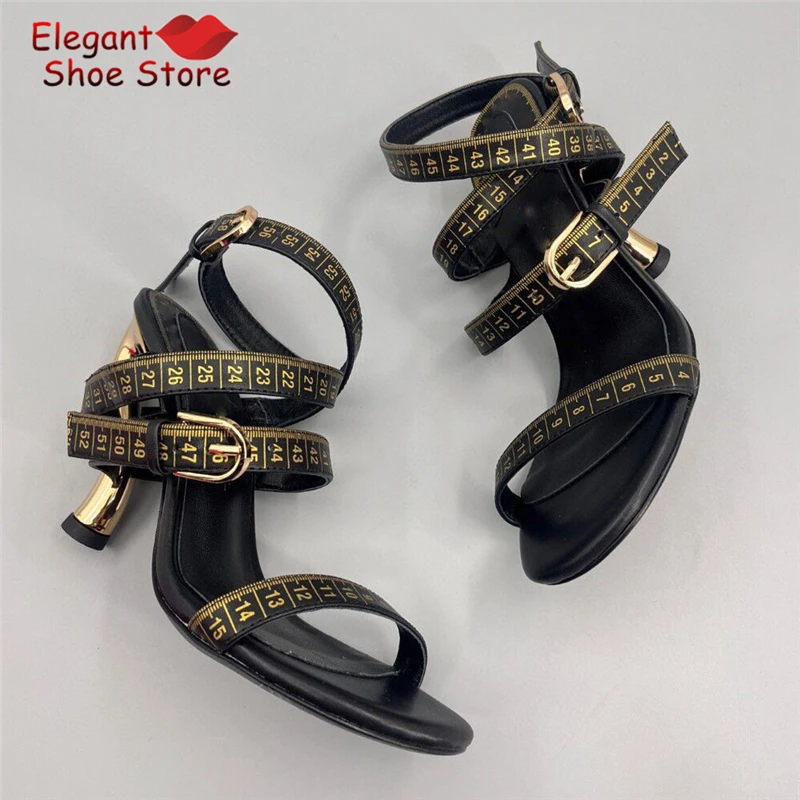 Tape Measure Design Strange Heel Women's Sandals Summer Fashion Open Toe Ankle Cross Strap High Heels Novelty Party Runway Shoes
Tape Measure Design Strange Heel Women's Sandals Summer Fashion Open Toe Ankle Cross Strap High Heels Novelty Party Runway Shoes