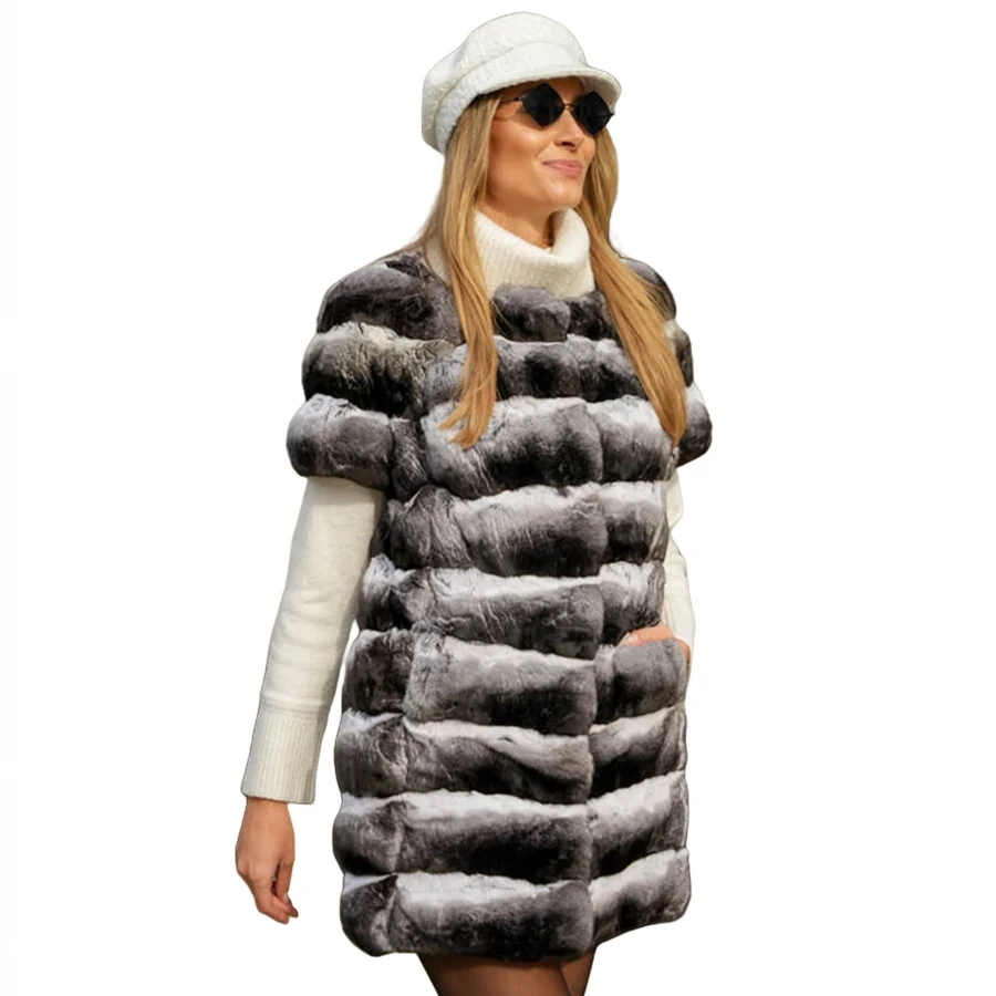 Rex Rabbit Fur Vest For Women Winter Real Fur Vest Round Collar Luxury Long Natural Rabbit Gilet 2024 High Quality Warm
Rex Rabbit Fur Vest For Women Winter Real Fur Vest Round Collar Luxury Long Natural Rabbit Gilet 2024 High Quality Warm
