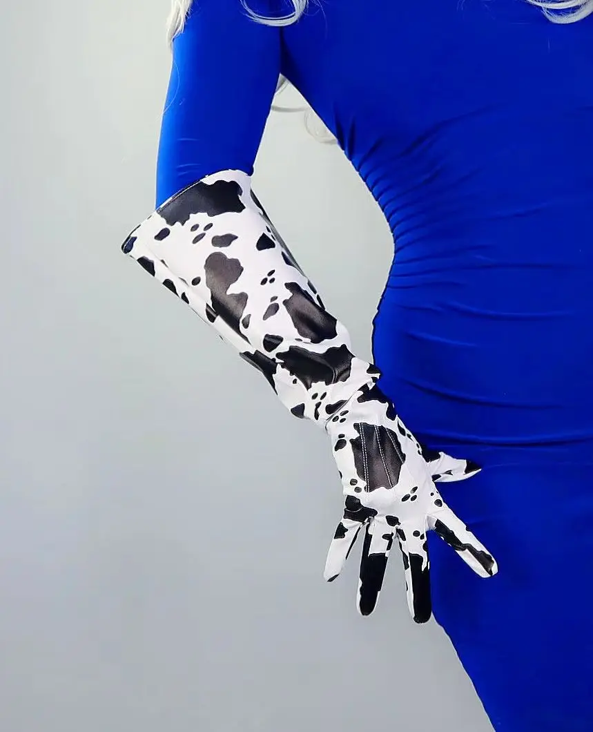 COW GLOVES PUFF SLEEVES Faux Leather Black White 20" 50cm Elbow Long Loose Animal Skin Print Cosplay Halloween Costume Evening
COW GLOVES PUFF SLEEVES Faux Leather Black White 20" 50cm Elbow Long Loose Animal Skin Print Cosplay Halloween Costume Evening