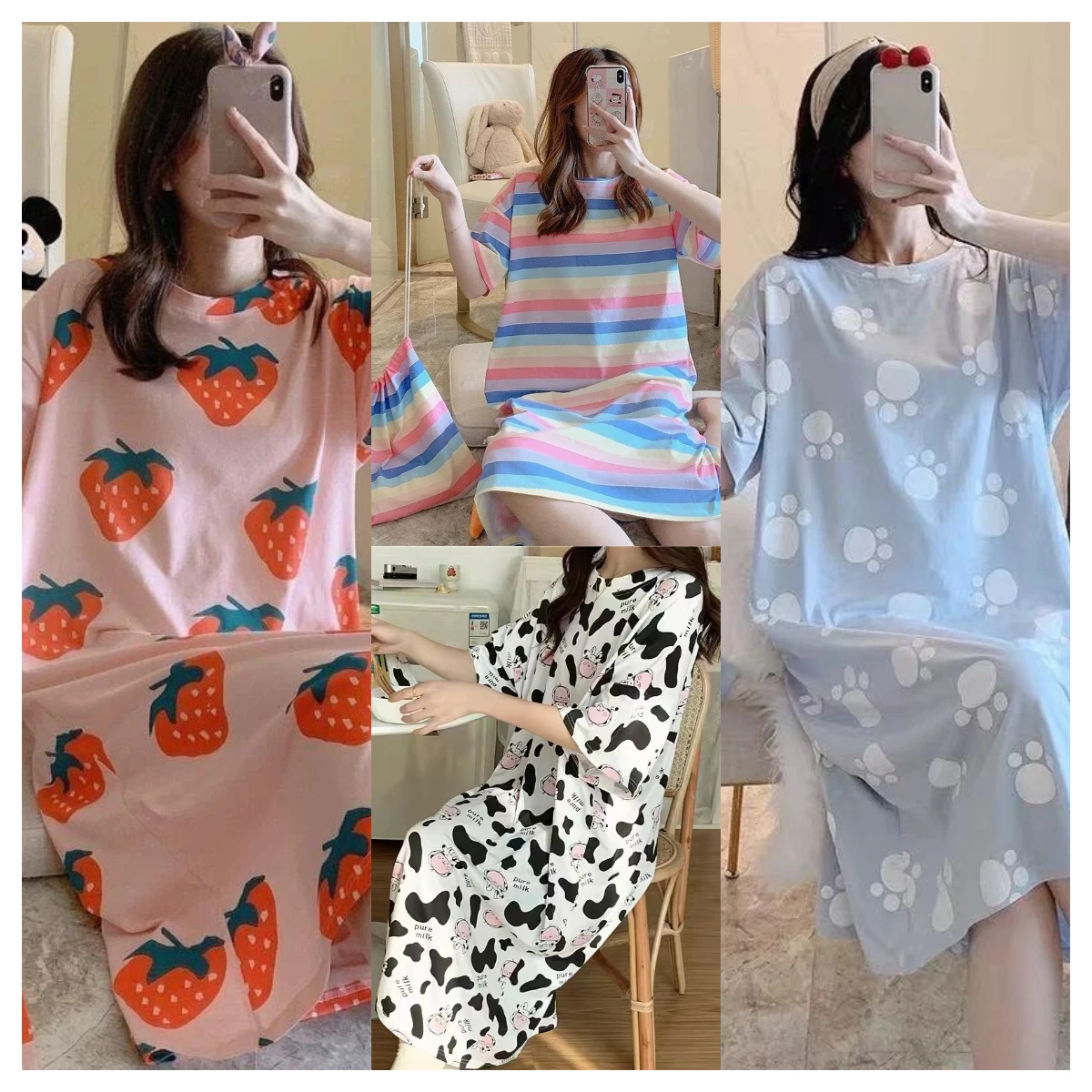 Women's Pajamas Summer Short-Sleeved Nightgown Large Size Leisure Wind Cute Sweet Girl Version of The Cartoon Homewear Women
Women's Pajamas Summer Short-Sleeved Nightgown Large Size Leisure Wind Cute Sweet Girl Version of The Cartoon Homewear Women