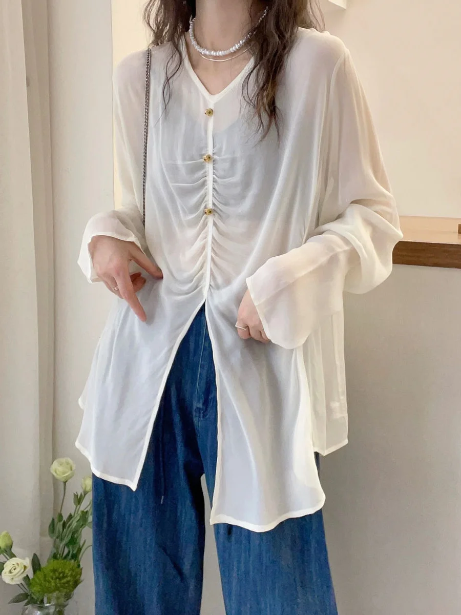 plus Size 300 Pounds Women's T-Shirt Summer Thin Sun Protection V-Neck Casual Loose Fit Long Sleeve Office Style Fashionable
plus Size 300 Pounds Women's T-Shirt Summer Thin Sun Protection V-Neck Casual Loose Fit Long Sleeve Office Style Fashionable