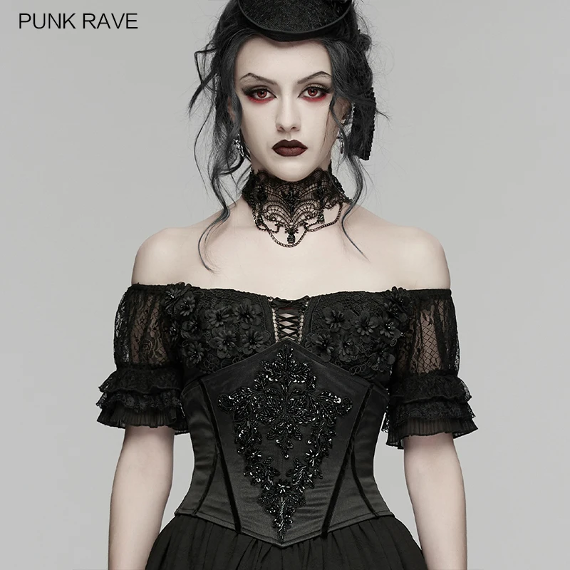 PUNK RAVE Women's Gothic Gorgeous Embroidered Corset Exquisite Unique Flocking Webbing Cinch Waist Curves Party Club Accessories
PUNK RAVE Women's Gothic Gorgeous Embroidered Corset Exquisite Unique Flocking Webbing Cinch Waist Curves Party Club Accessories