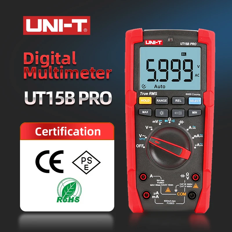 Цифровой мультиметр UNI-T UT15B UT17B UT18B Pro, измеритель емкости и резистора с функцией True RMS, автоматический диапазон, 60mohm VFC Hz
Цифровой мультиметр UNI-T UT15B UT17B UT18B Pro, измеритель емкости и резистора с функцией True RMS, автоматический диапазон, 60mohm VFC Hz