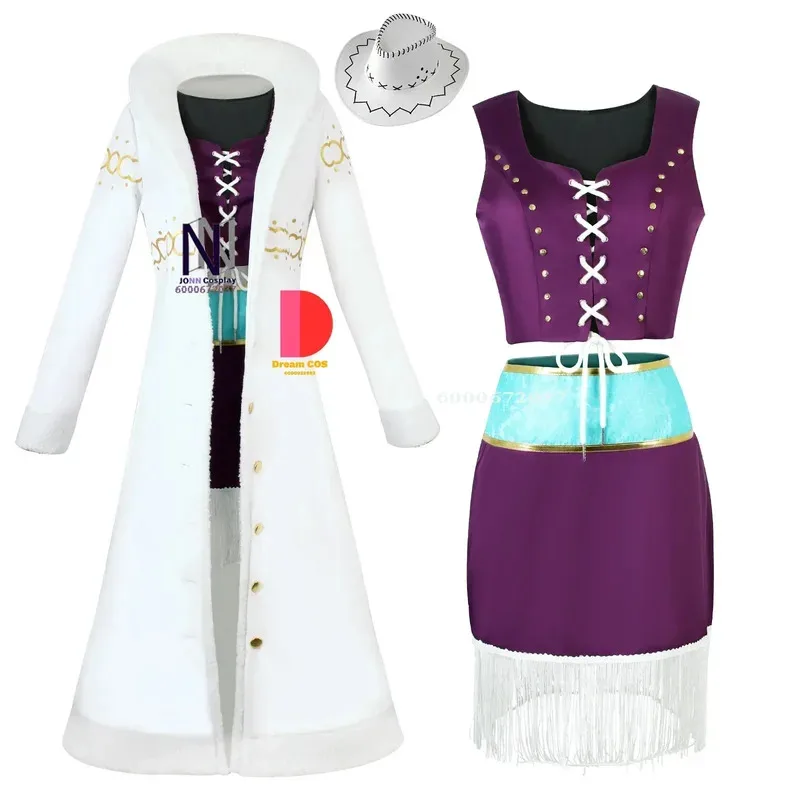 Anime Hot Sale Robin Cosplay Costume Anime Purple Dress Uniform Long Fur Collar White Cloak Punk Outfit Halloween for Adult
Anime Hot Sale Robin Cosplay Costume Anime Purple Dress Uniform Long Fur Collar White Cloak Punk Outfit Halloween for Adult