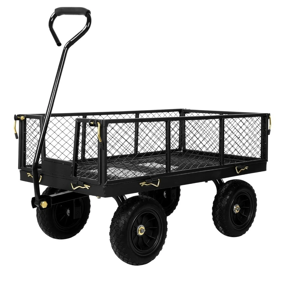 10" Flat Free Tires Heavy Duty Garden Cart with 180° Rotating Handle and Removable Sides, 4 Cu.Ft 400 lbs Capacity, Customized
10" Flat Free Tires Heavy Duty Garden Cart with 180° Rotating Handle and Removable Sides, 4 Cu.Ft 400 lbs Capacity, Customized