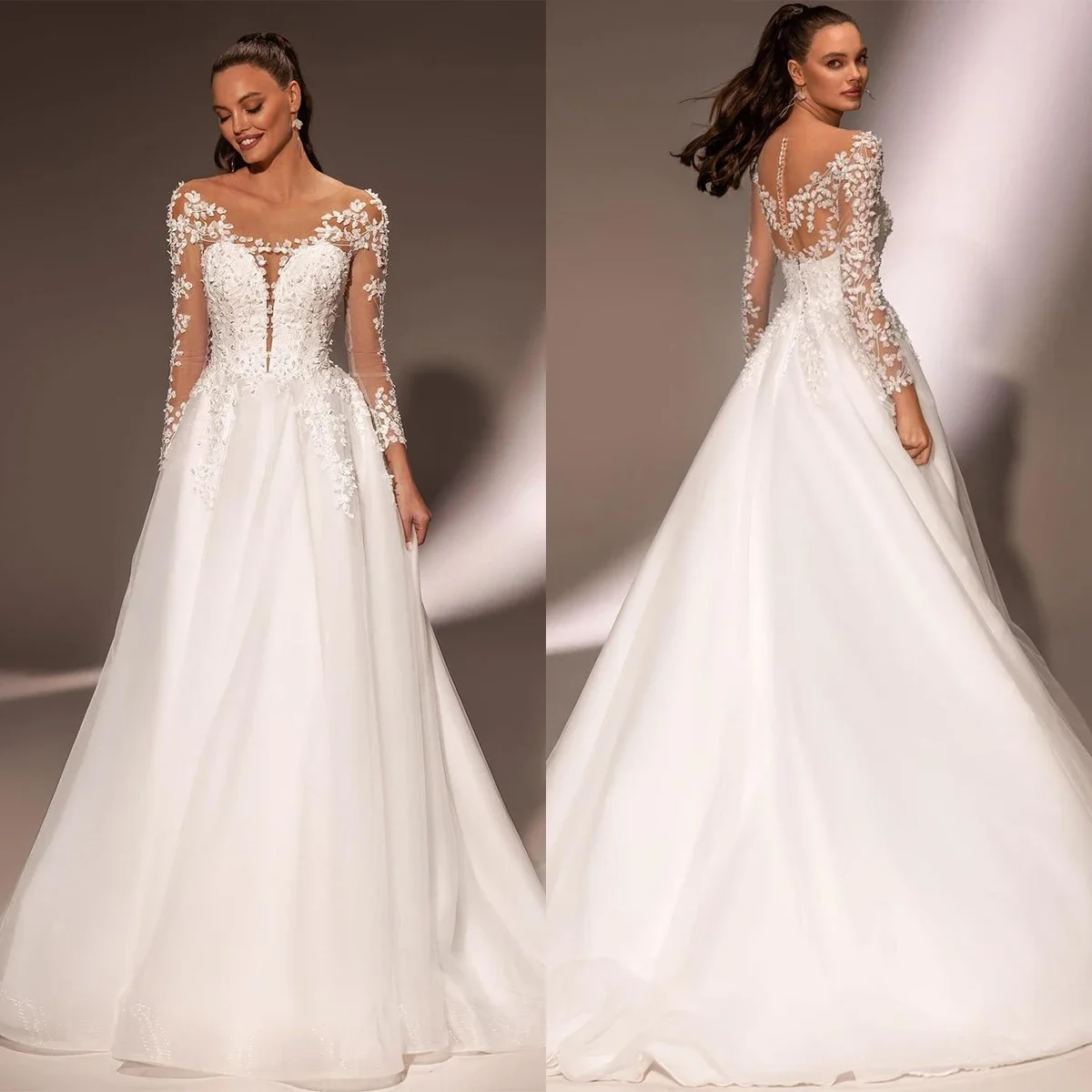 Flavinke Customized Elegant Ball Gown A Line Wedding Dresses Long Sleeves V Neck Bridal Gowns Sequins Lace Appliques Button
Flavinke Customized Elegant Ball Gown A Line Wedding Dresses Long Sleeves V Neck Bridal Gowns Sequins Lace Appliques Button