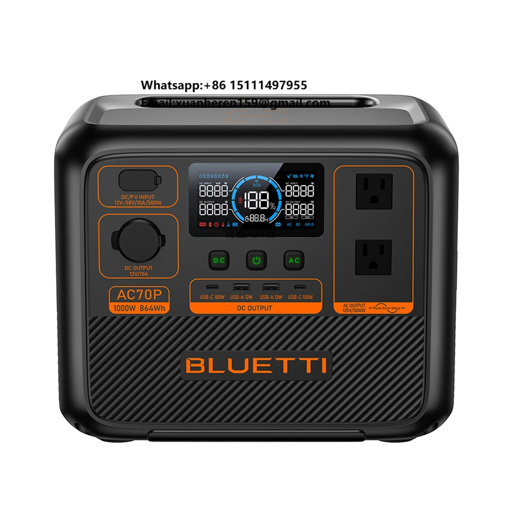 Bluetti 1000W 110V 230V Tragbare Power Station Outdoor Camping Solar Generator Battery Portable Solar Power Station
Bluetti 1000W 110V 230V Tragbare Power Station Outdoor Camping Solar Generator Battery Portable Solar Power Station