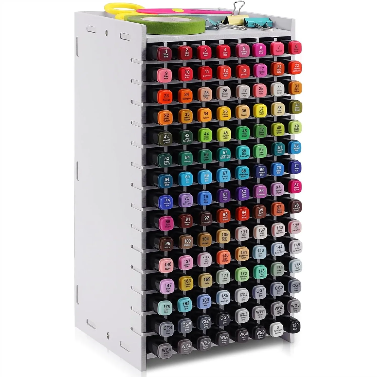 120 Slot Marker Organizer with Adjustable Dividers for Pens Colored Pencils Art Brushes Desk Storage
120 Slot Marker Organizer with Adjustable Dividers for Pens Colored Pencils Art Brushes Desk Storage