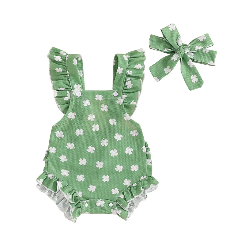 Baby Girls Rompers Ireland Clothes Clover Print Fly Sleeve Spring Bodysuits Jumpsuits with Headband
Baby Girls Rompers Ireland Clothes Clover Print Fly Sleeve Spring Bodysuits Jumpsuits with Headband