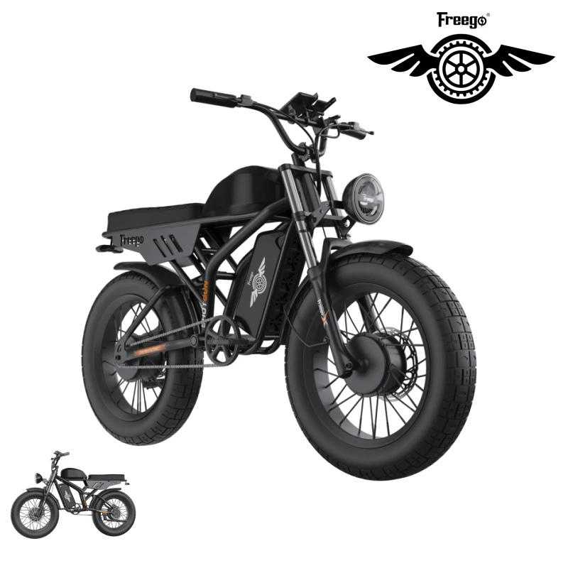Freego Electric Bike 2000W 48V 55Ah Battery 20 Inch Wide Tire Electric Bicycle Outdoor Adult Off-Road Mountain Ebike
Freego Electric Bike 2000W 48V 55Ah Battery 20 Inch Wide Tire Electric Bicycle Outdoor Adult Off-Road Mountain Ebike