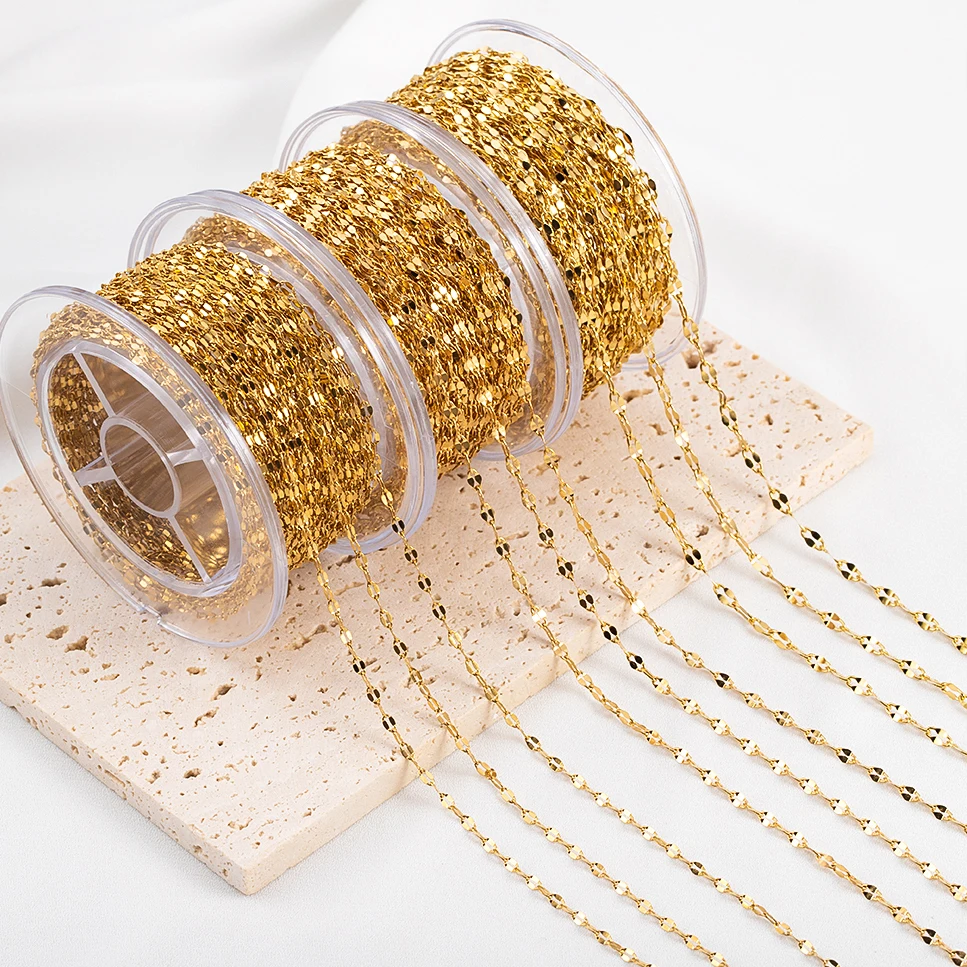 1/2/10M Stainless Steel Gold Color Plain Lips Chains Circle Styles Chain For DIY Bracelet Necklace Jewelry Accessories Materials
1/2/10M Stainless Steel Gold Color Plain Lips Chains Circle Styles Chain For DIY Bracelet Necklace Jewelry Accessories Materials