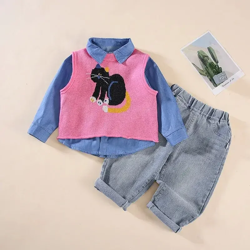 Children's Spring Autumn Set 2026 New Style Boys Cat Sweater Vest Shirt+Pants Three Piece Set Children's Fashion Outfit
Children's Spring Autumn Set 2026 New Style Boys Cat Sweater Vest Shirt+Pants Three Piece Set Children's Fashion Outfit
