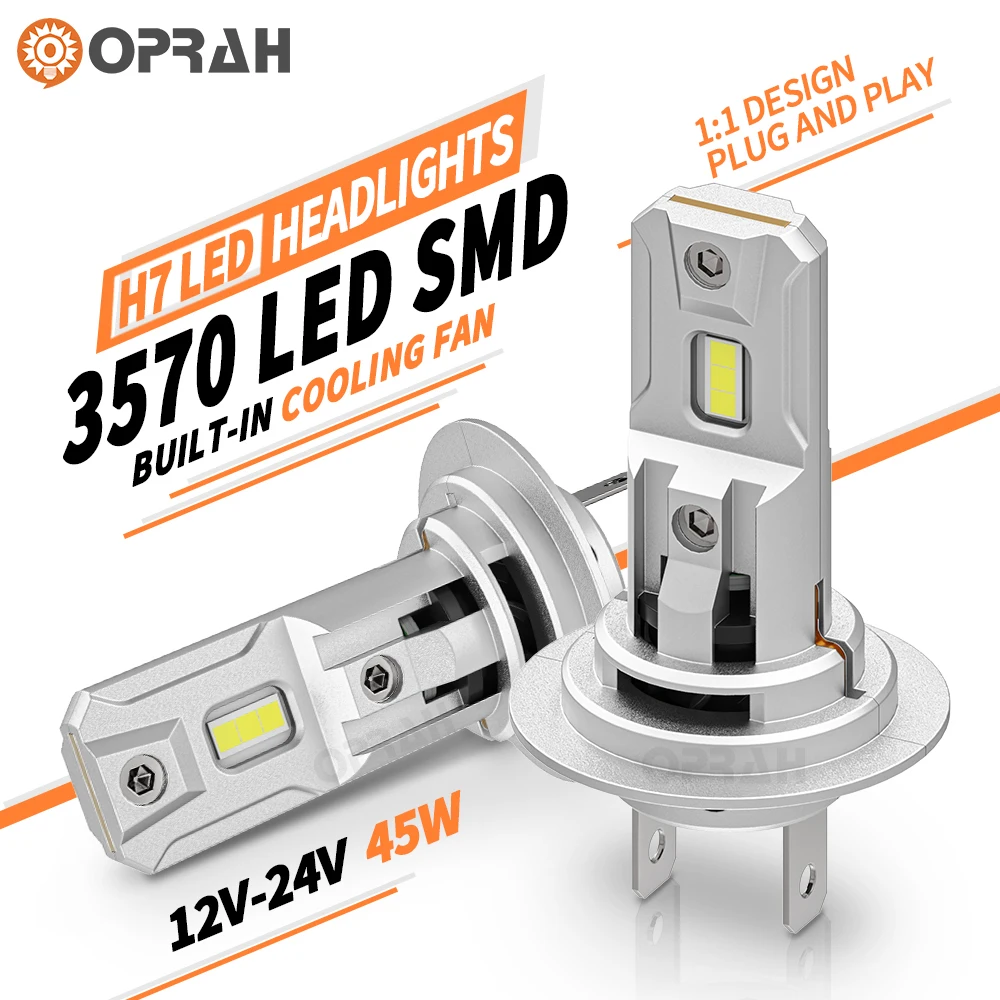 Oprah 2Pcs H7 LED Headlight Canbus CSP 3570 LED Bulbs Mini Size Design Headlamp 90W 16000LM 6000K Fog Lamp High Power 360 Degree
Oprah 2Pcs H7 LED Headlight Canbus CSP 3570 LED Bulbs Mini Size Design Headlamp 90W 16000LM 6000K Fog Lamp High Power 360 Degree