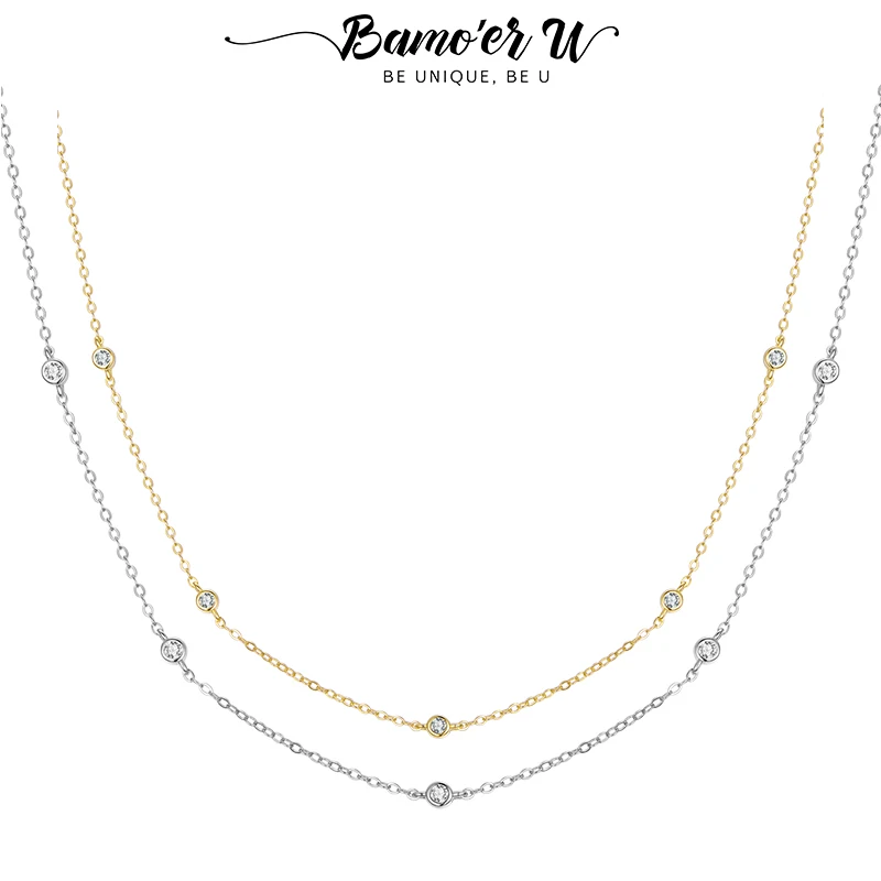 Bamoer U 5 Stations Layering Moissanite Necklace Stacking Starry Link Chain 14K Gold Plated for Women Original Dating Gift
Bamoer U 5 Stations Layering Moissanite Necklace Stacking Starry Link Chain 14K Gold Plated for Women Original Dating Gift