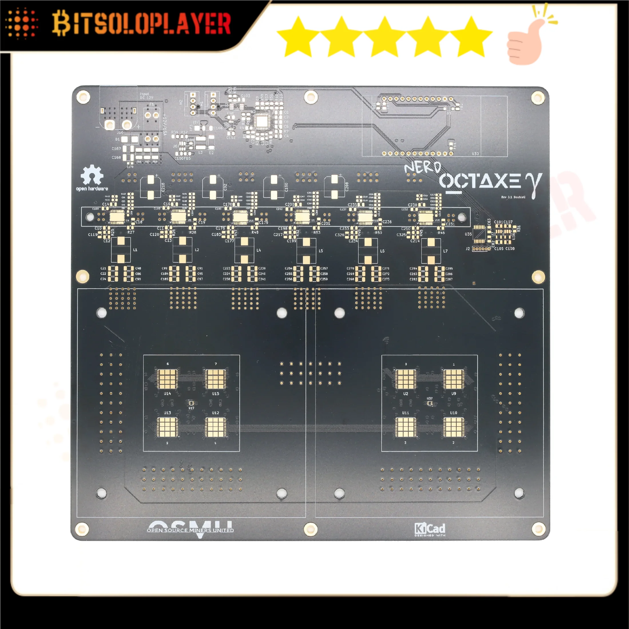 Bitcoin Miner Accessories Gold-Plated PCB Board For NerdOCTaxe 12th/s 200W
Bitcoin Miner Accessories Gold-Plated PCB Board For NerdOCTaxe 12th/s 200W