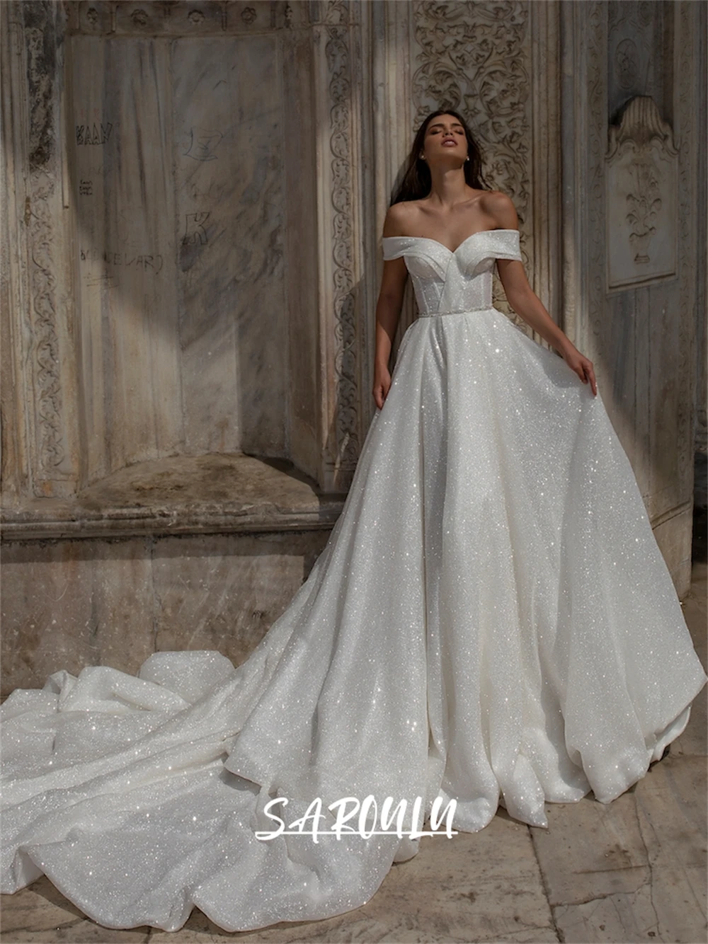 Elegant Sequined Modern Wedding Dresses for Bride Off Shoulder Sleeves Glitter Ball Gown Bride Dress Corset Bridal Gown
Elegant Sequined Modern Wedding Dresses for Bride Off Shoulder Sleeves Glitter Ball Gown Bride Dress Corset Bridal Gown