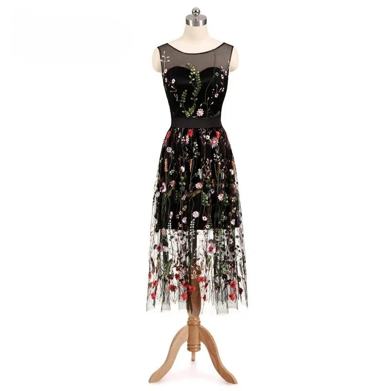 Customized Evening Dress Black Floral O-neck Sleeveless A-line Tea Length Zipper Back Plus size Woman Party FOrmal Gown 1507
Customized Evening Dress Black Floral O-neck Sleeveless A-line Tea Length Zipper Back Plus size Woman Party FOrmal Gown 1507