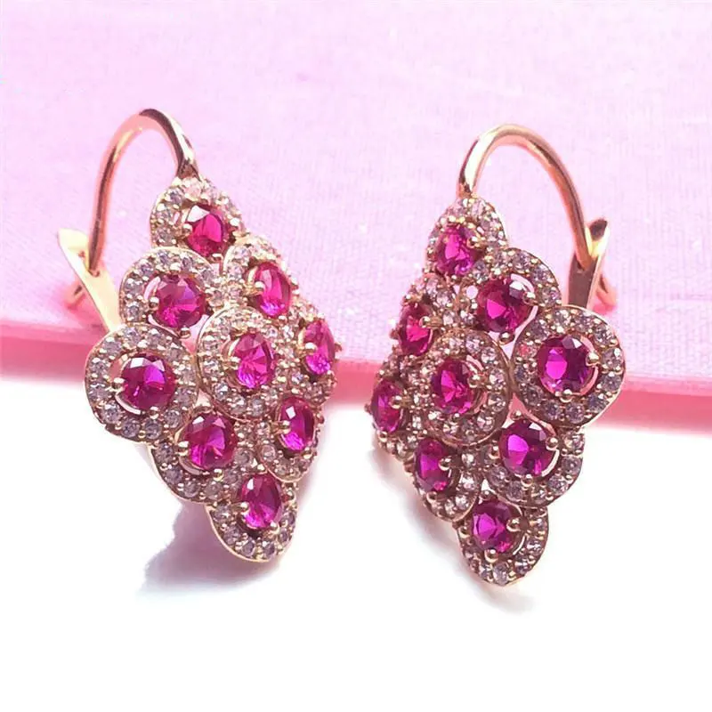 585 purple gold plated 14K rose gold inlaid ruby rhombus earrings for women chinese fashion elegant dinner party jewelry gift
585 purple gold plated 14K rose gold inlaid ruby rhombus earrings for women chinese fashion elegant dinner party jewelry gift