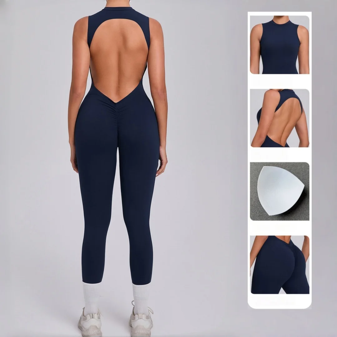 Women's Backless Sleeveless Yoga Jumpsuit Peach Hip Sports Fitness Removable Padding One-piece Workout Clothing Gym Bodysuit
Women's Backless Sleeveless Yoga Jumpsuit Peach Hip Sports Fitness Removable Padding One-piece Workout Clothing Gym Bodysuit