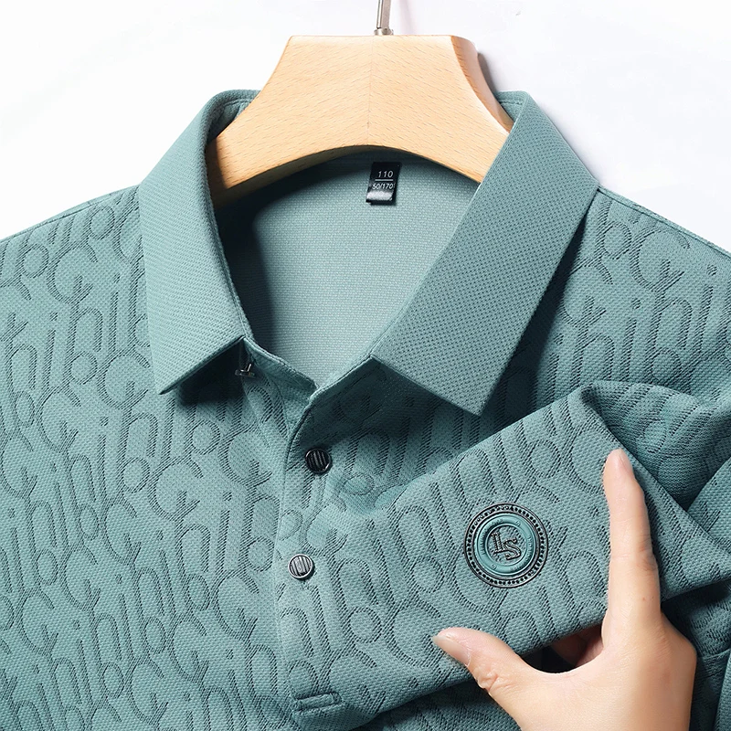 Мужская рубашка поло высокого качества, изысканная жаккардовая футболка с длинными рукавами и буквами, модная футболка с лацканами, деловая классическая мужская одежда для отдыха
Мужская рубашка поло высокого качества, изысканная жаккардовая футболка с длинными рукавами и буквами, модная футболка с лацканами, деловая классическая мужская одежда для отдыха