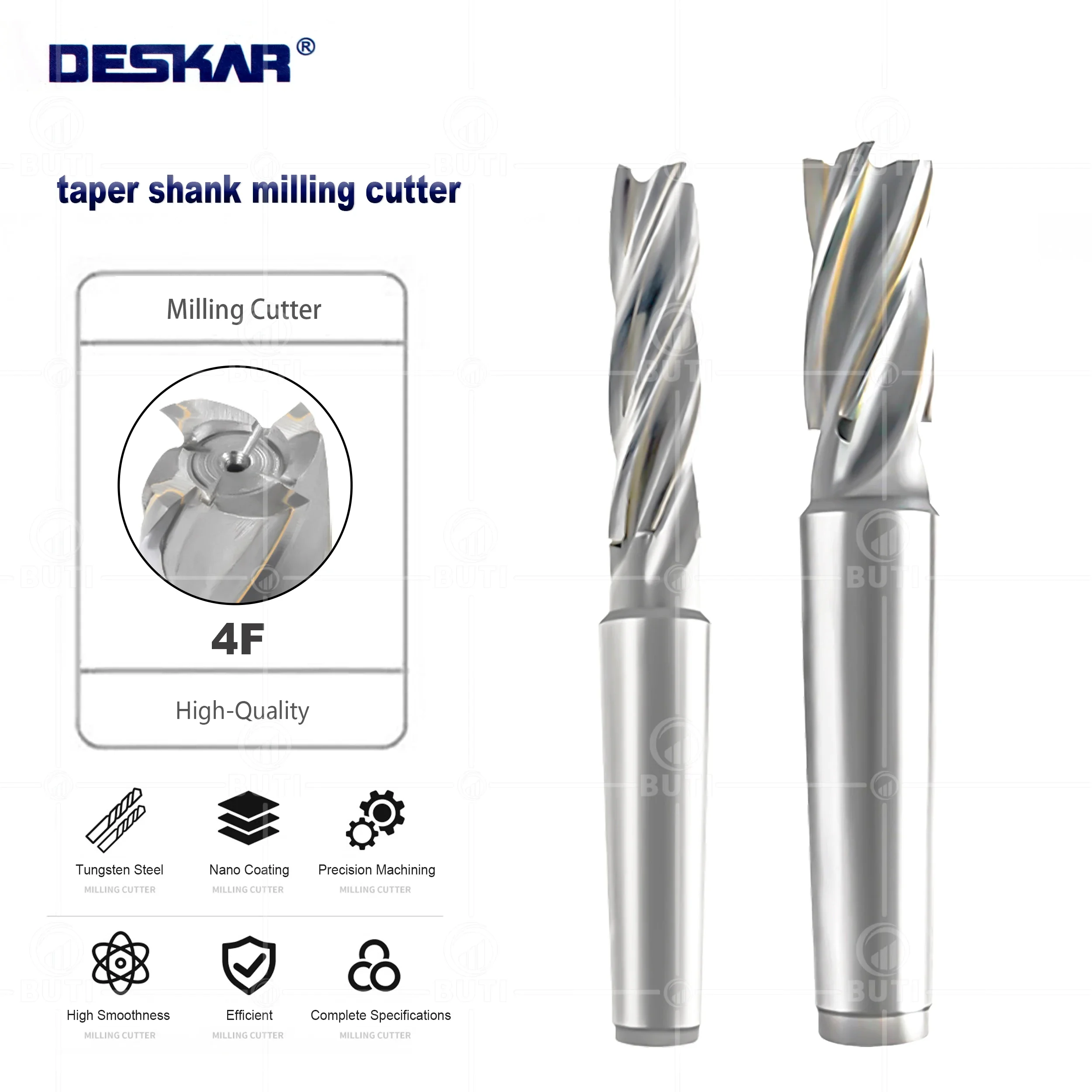 DESKAR 100% Original CNC BK10 BK30 Inlaid Alloy Taper Shank Milling Cutters 20x40x139-F4-MT3 Spiral Four Blades Milling Cutters
DESKAR 100% Original CNC BK10 BK30 Inlaid Alloy Taper Shank Milling Cutters 20x40x139-F4-MT3 Spiral Four Blades Milling Cutters