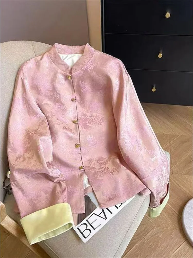 Новый китайский Sle сладкий розовый сращенный круглый Ne Jaet мужской повседневный свободный топ с винтажной вышивкой весна осень High Sense 
Новый китайский Sle сладкий розовый сращенный круглый Ne Jaet мужской повседневный свободный топ с винтажной вышивкой весна осень High Sense