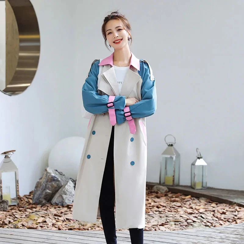 Women Color Matching Windbreaker Spring Autumn Loose Korean Long Overcoat Female Trench Coat With Sashes 2025 Casual Moda Mujer
Women Color Matching Windbreaker Spring Autumn Loose Korean Long Overcoat Female Trench Coat With Sashes 2025 Casual Moda Mujer