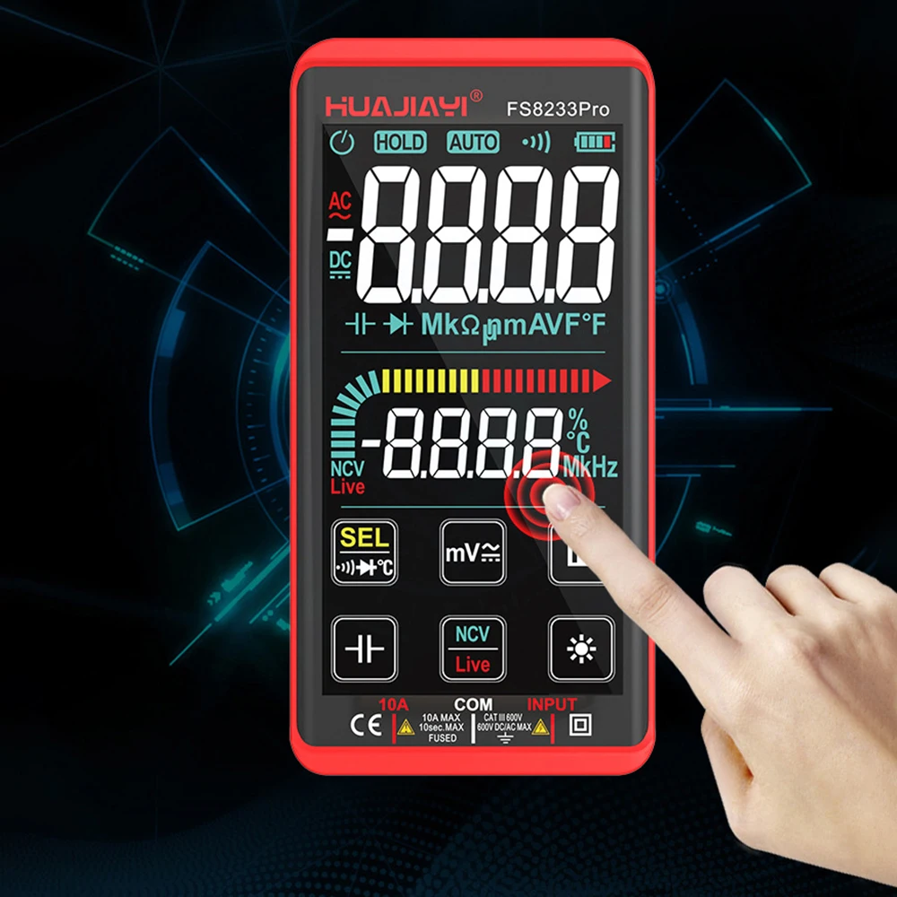 Высокоточный мультиметр напряжения и тока FS8233 PRO с цветным сенсорным ЖК-экраном, тестер сопротивления и емкости
Высокоточный мультиметр напряжения и тока FS8233 PRO с цветным сенсорным ЖК-экраном, тестер сопротивления и емкости