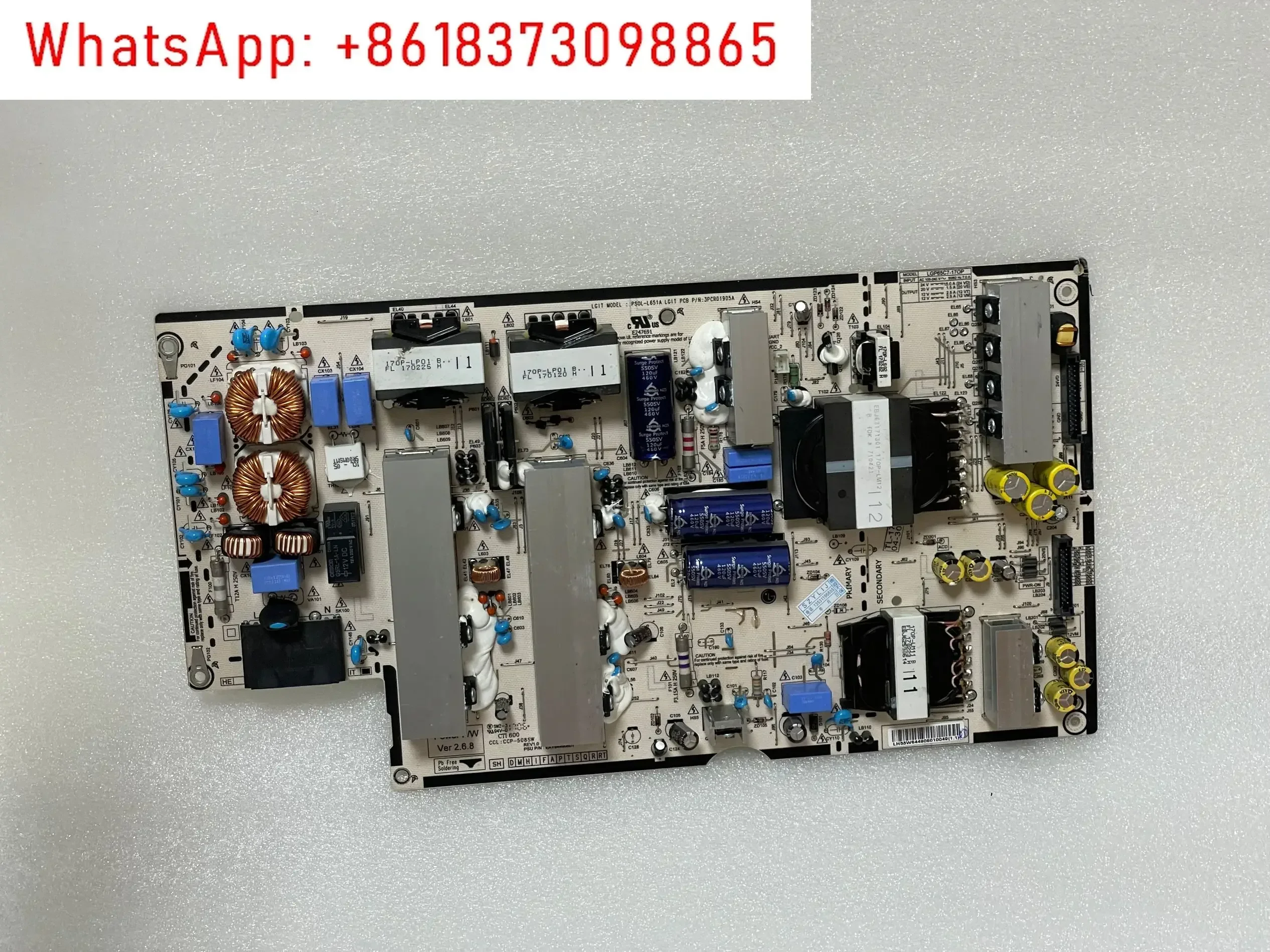 Original LGP65C7-170P power board EAY64490601 P/N:3PCR01905B/A LGP65C7-17OP PS0L-L651A
Original LGP65C7-170P power board EAY64490601 P/N:3PCR01905B/A LGP65C7-17OP PS0L-L651A