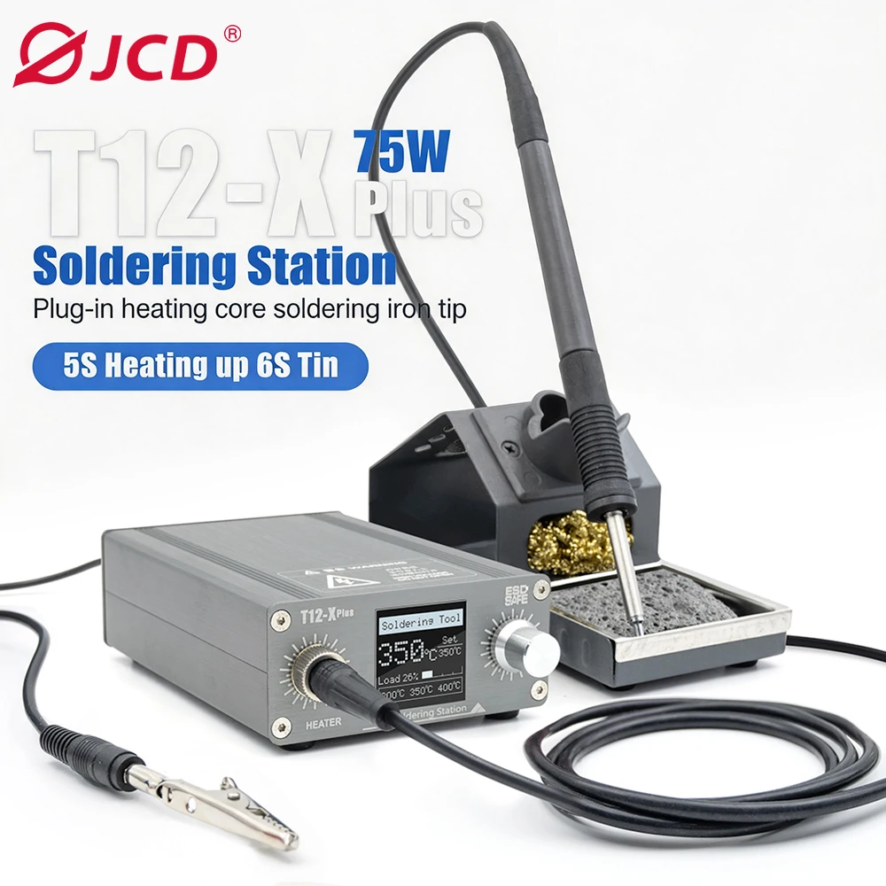 JCD T12-X PLUS Soldering Station Electronic Soldering Iron With T12 Tips For PCB Repair Mobile Phone Board Welding Repair Tools
JCD T12-X PLUS Soldering Station Electronic Soldering Iron With T12 Tips For PCB Repair Mobile Phone Board Welding Repair Tools