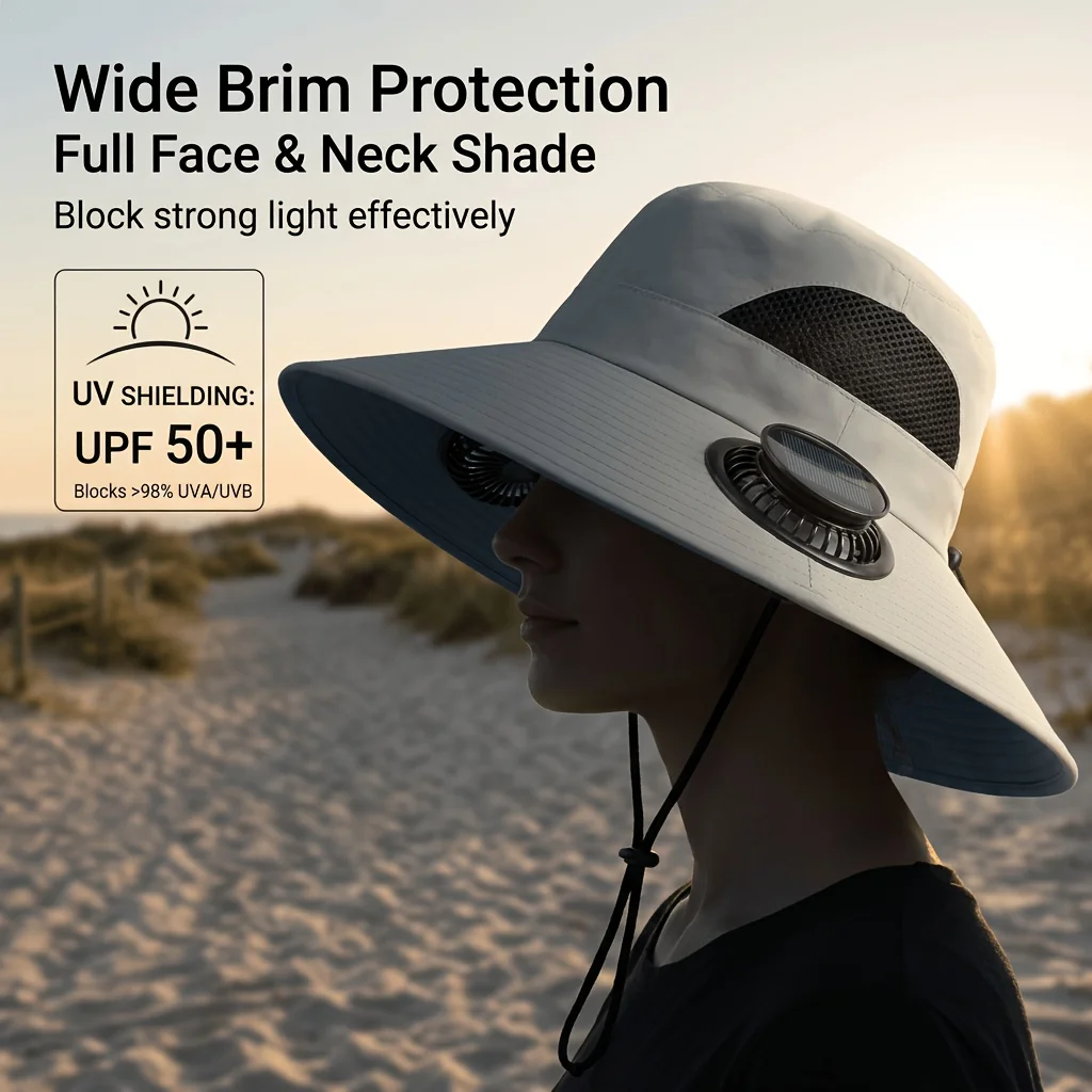 Outdoor Solar Fan Hat UV Protection Sun Hat with 2 Solar Powered Fans Cap Breathable Wide Brim Fishing Hat for Camping Hiking
Outdoor Solar Fan Hat UV Protection Sun Hat with 2 Solar Powered Fans Cap Breathable Wide Brim Fishing Hat for Camping Hiking