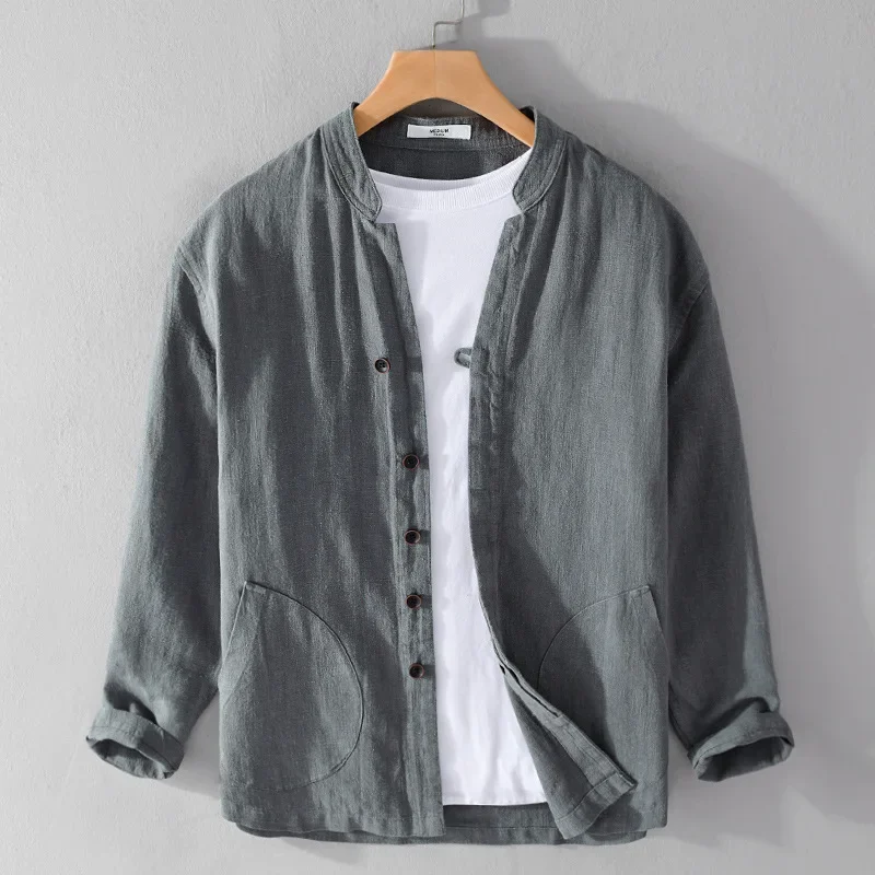 Harajuku Shirt Men Spring Summer Casual Long Sleeve Shirts Stand Collar Retro Button Cotton Linen Shirt Daily Loose Overshirt
Harajuku Shirt Men Spring Summer Casual Long Sleeve Shirts Stand Collar Retro Button Cotton Linen Shirt Daily Loose Overshirt