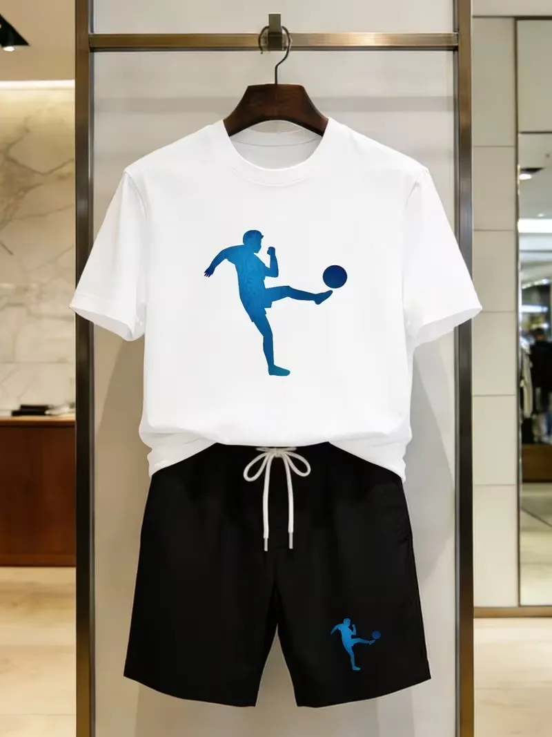 Summer printed men's short sleeved T-shirt and waist cinching 2-piece casual sports regular top shorts set,
Summer printed men's short sleeved T-shirt and waist cinching 2-piece casual sports regular top shorts set,