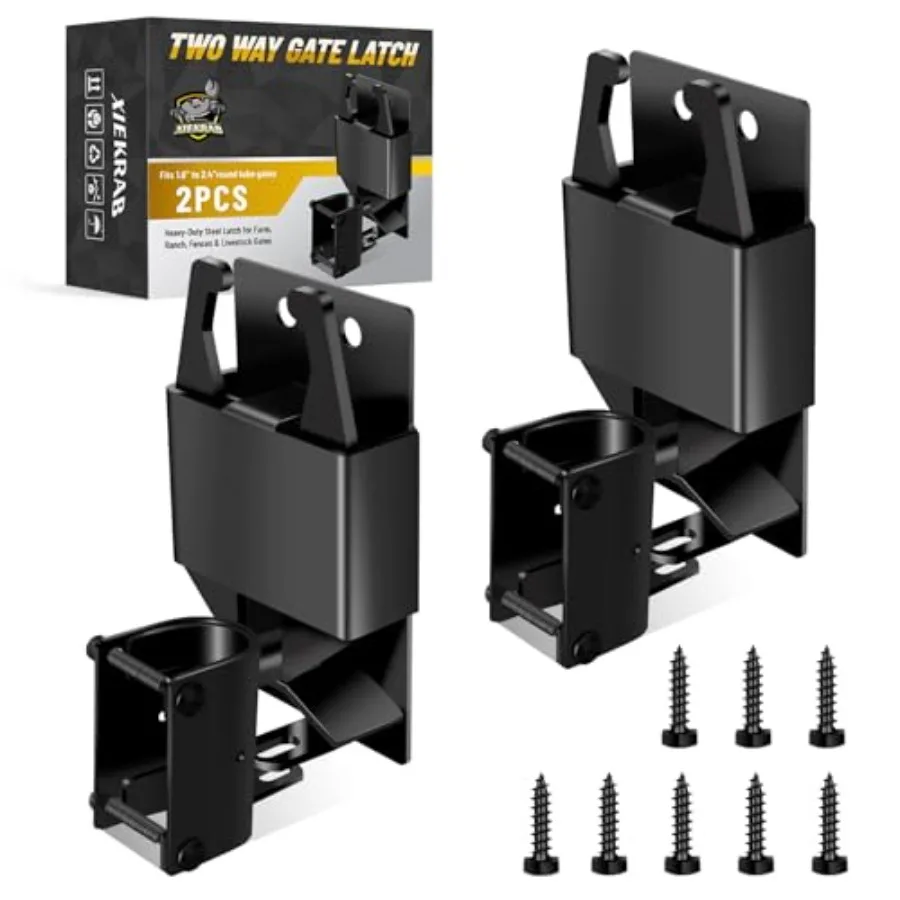 2 Pcs Farm Gate Latch, Heavy Duty 2 Way Gate Latch Lockable, Livestock Gate Latches for Metal Gates, Ranches, Farms, Stables, H
2 Pcs Farm Gate Latch, Heavy Duty 2 Way Gate Latch Lockable, Livestock Gate Latches for Metal Gates, Ranches, Farms, Stables, H