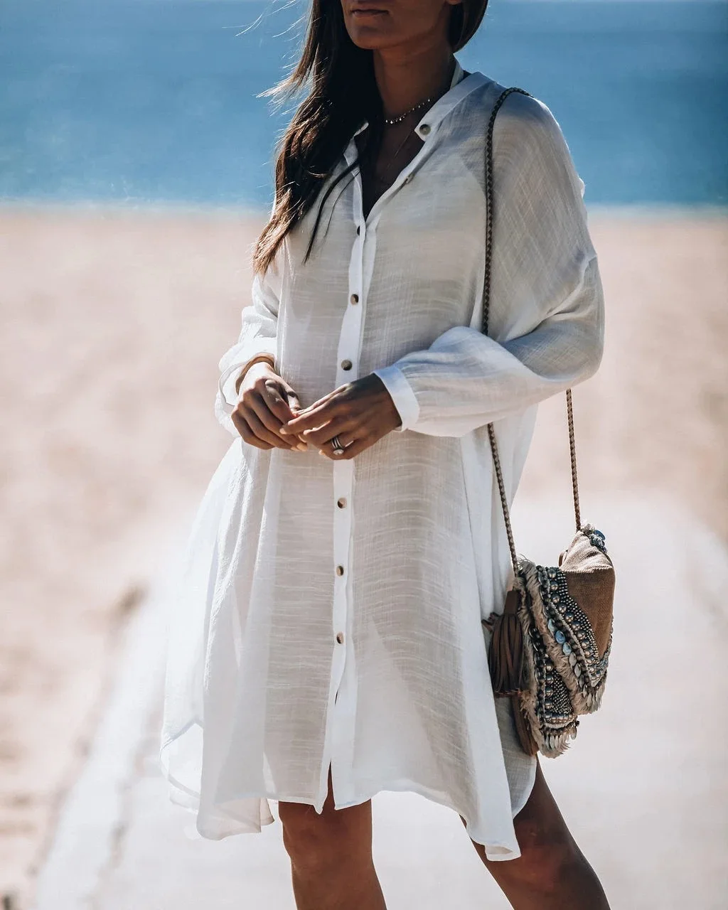 Long Blouse Beach Dress Swim Cover Up for Women 2023 Cardigan Chiffon Kaftan White Shirt Beachwear Women's Top with Sleeves
Long Blouse Beach Dress Swim Cover Up for Women 2023 Cardigan Chiffon Kaftan White Shirt Beachwear Women's Top with Sleeves