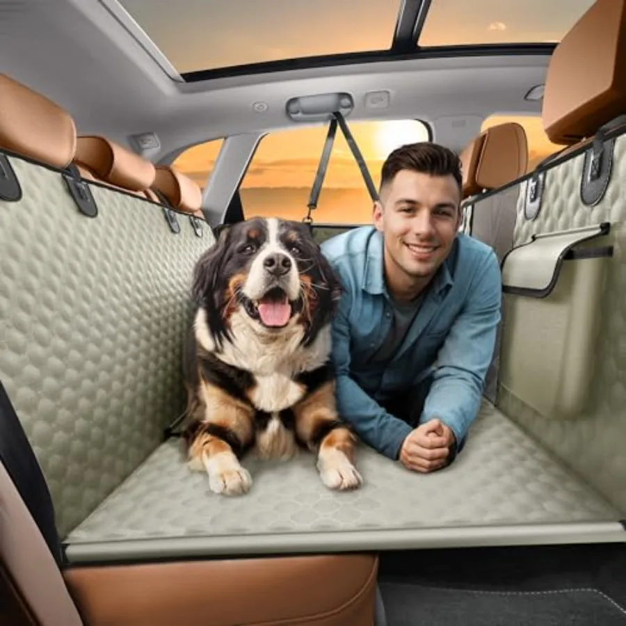 Back Seat Extender for Dogs: Heavy Duty Polyester Black Car Seat Cover with Hard Bottom, Chew-Resistant Travel Hammock for SUV
Back Seat Extender for Dogs: Heavy Duty Polyester Black Car Seat Cover with Hard Bottom, Chew-Resistant Travel Hammock for SUV
