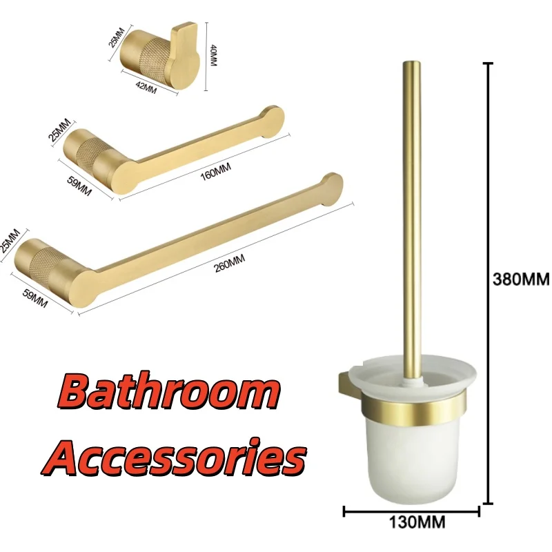 Brushed Gold Stainless Steel High Quality Wall-mounted Towel Stick Toilet Bathroom Bathrobe Soap Dishwashing Brush Bathroom Set
Brushed Gold Stainless Steel High Quality Wall-mounted Towel Stick Toilet Bathroom Bathrobe Soap Dishwashing Brush Bathroom Set