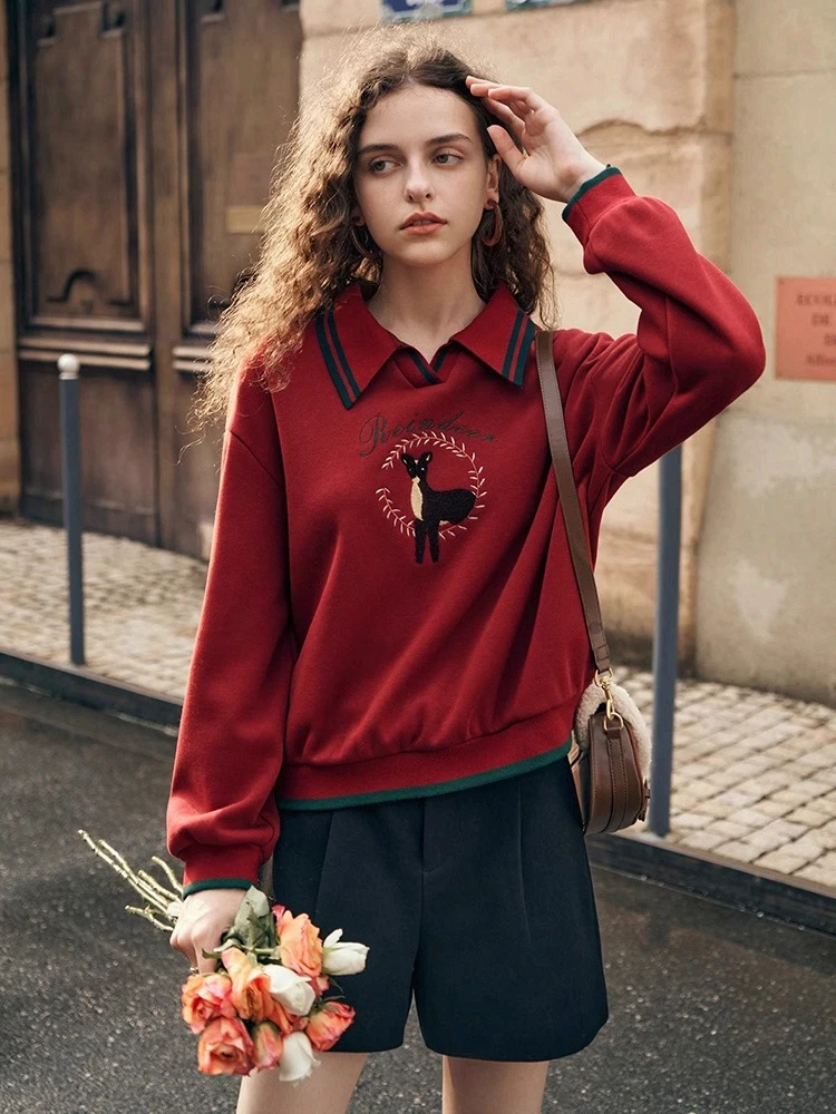 Oriel Vintage Printing Sweatshirts for Women 2025 Autumn New Polo Neck Pullovers Commute Embroidery Contrasting Tops O23DR68666
Oriel Vintage Printing Sweatshirts for Women 2025 Autumn New Polo Neck Pullovers Commute Embroidery Contrasting Tops O23DR68666