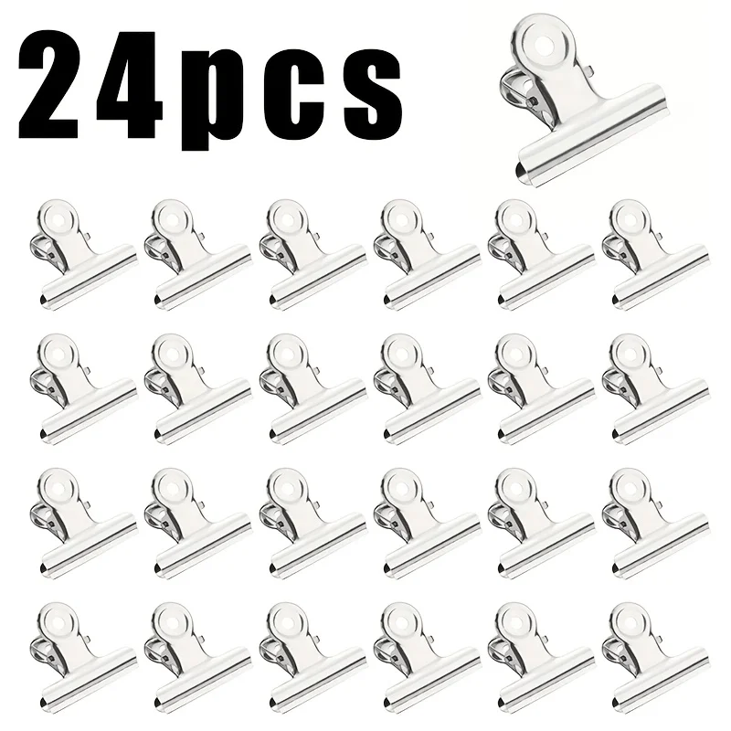 24pcs Stainless Steel Bag Clips, Heavy Duty Air-Tight Sealing Clips for Kitchen Storage, Reusable Multi-Purpose Clips for Office
24pcs Stainless Steel Bag Clips, Heavy Duty Air-Tight Sealing Clips for Kitchen Storage, Reusable Multi-Purpose Clips for Office